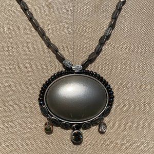 Silver-coloured Pendant on Metal-bead Necklace